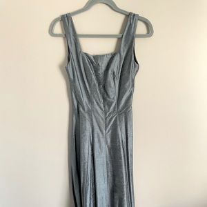 Watters & Watters 100% blue raw silk dress with removable matching shrug jacket